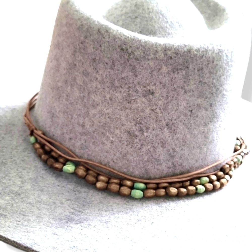 Hand Crafted Hat Band Brown/Green